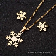 Shangjie OEM-Kragen dreiteilige Weihnachtsgeschenk Schneeflockenschuh Ohrring Halskette Damen Mode Halsketten